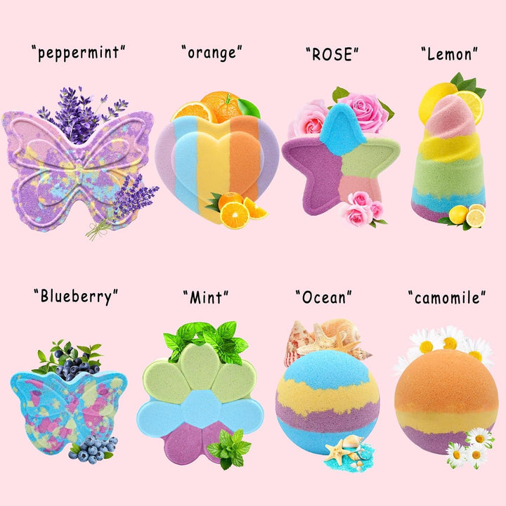 Bath Bombs, 8 Large Bath Bombs Set for Women Organic Natural Handmade Aroma Pure Essential Oil Bubble Bath Balls Fragrant Spa to Moisturize Dry Skin Birthday Day Valentine'S Day Gift(Butterfly)