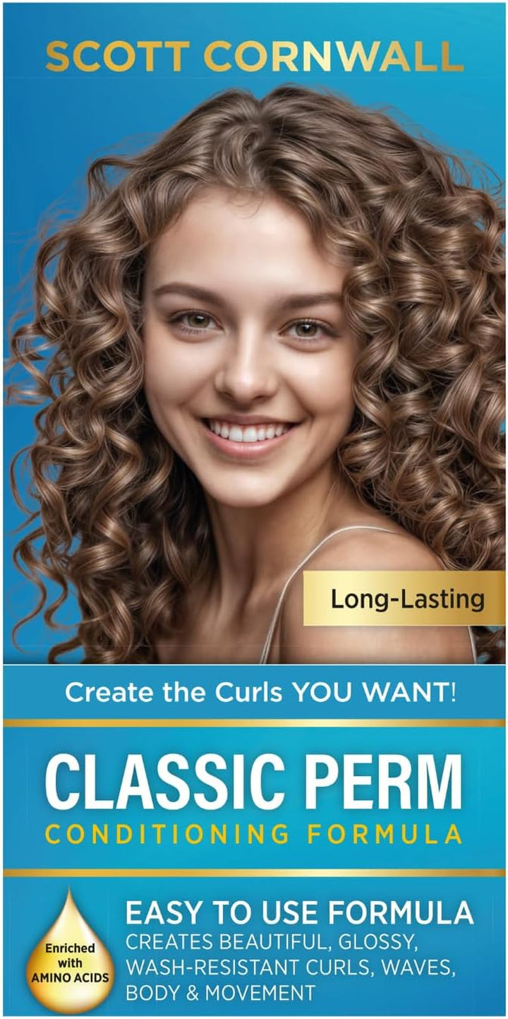 Classic Perm Kit with Amino Acid Complex for Permanent Curls and Waves, Unscented, Blue