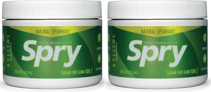 Fresh Natural Xylitol Chewing Gum Dental Defense System - Aspartame-Free, Sugar-Free, Non-Gmo, Gluten-Free (Spearmint, 100 Count - Pack of 1)