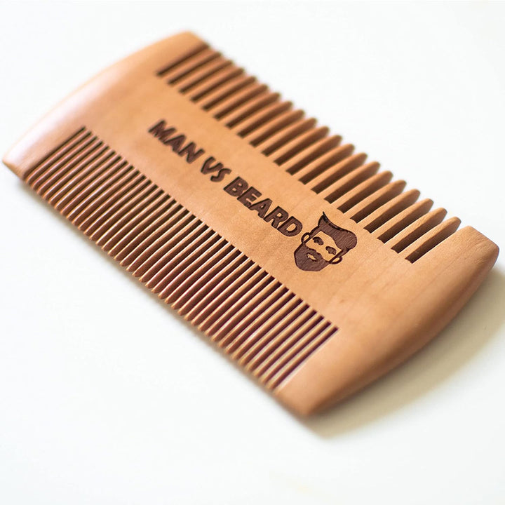 Original Antistatic Wooden Beard Comb, Coarse & Fine Teeth, Moustache & Beard Grooming