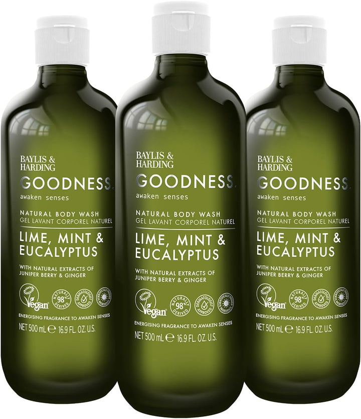 Goodness Oud, Cedar and Amber Body Wash, 500 Ml (Pack of 3) - Vegan Friendly