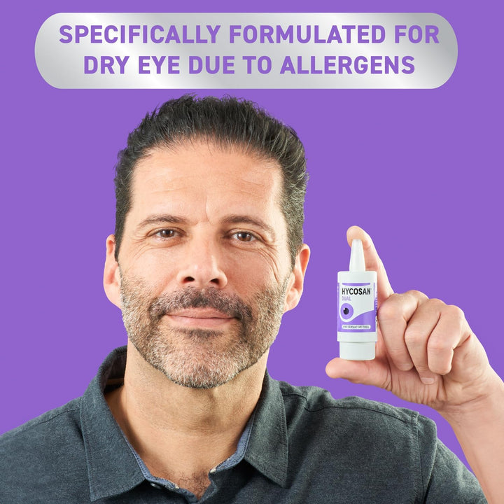 Dual - Double Action Eye Drops with Hyaluronic Acid and Ectoin for Soothing Relief of Itchy, Burning or Dry Eyes Due to Allergens - Preservative Free - 225 Measured Doses