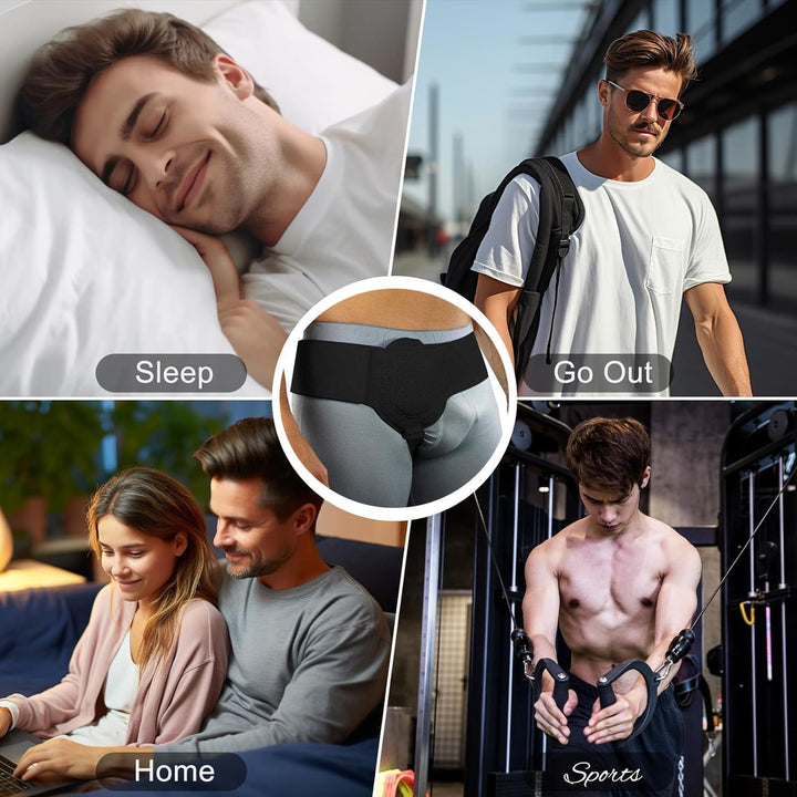 Hernia Belt for Men Hernia Truss,Inguinal Hernia Support for Men Left or Right Side, Post Surgery Men'S Inguinal Hernia Support Truss for Inguinal, Groin Hernias, Adjustable Waist Strap