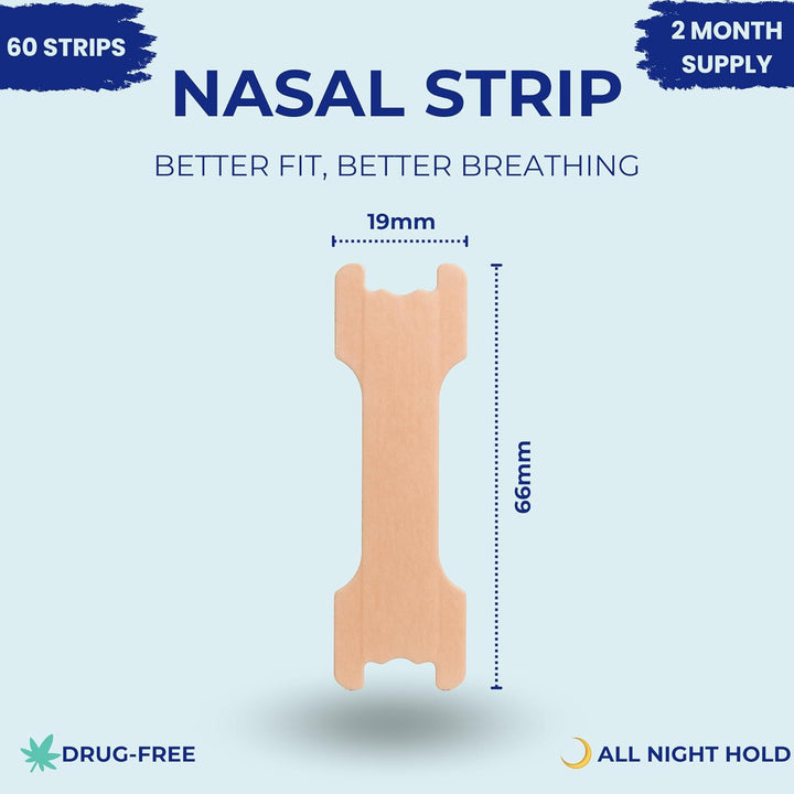 Nasal Strips Large 60 Pack | Nose Strips for Breathing, Snoring & Better Sleep | Instantly Relieves Congestion, Drug-Free, and Strong Hold for Men & Women by