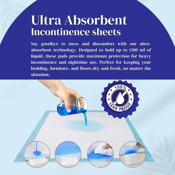 50 X Disposable Incontinence Bed Pads 60 X 60 | Absorbent Underpads, Bed Mats, Incontinence Pads, Incontinence Sheets, Bed Pads, Premium Incontinence Bed Sheets