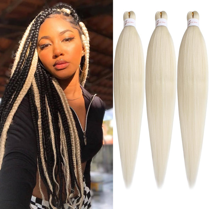 3 Packs Pre Stretched Braiding Hair Extension Yaki Texture EZ Braids Hair for Coi Leray Braids Black Braiding Crochet Hair Extensions /30 Inch 1B#