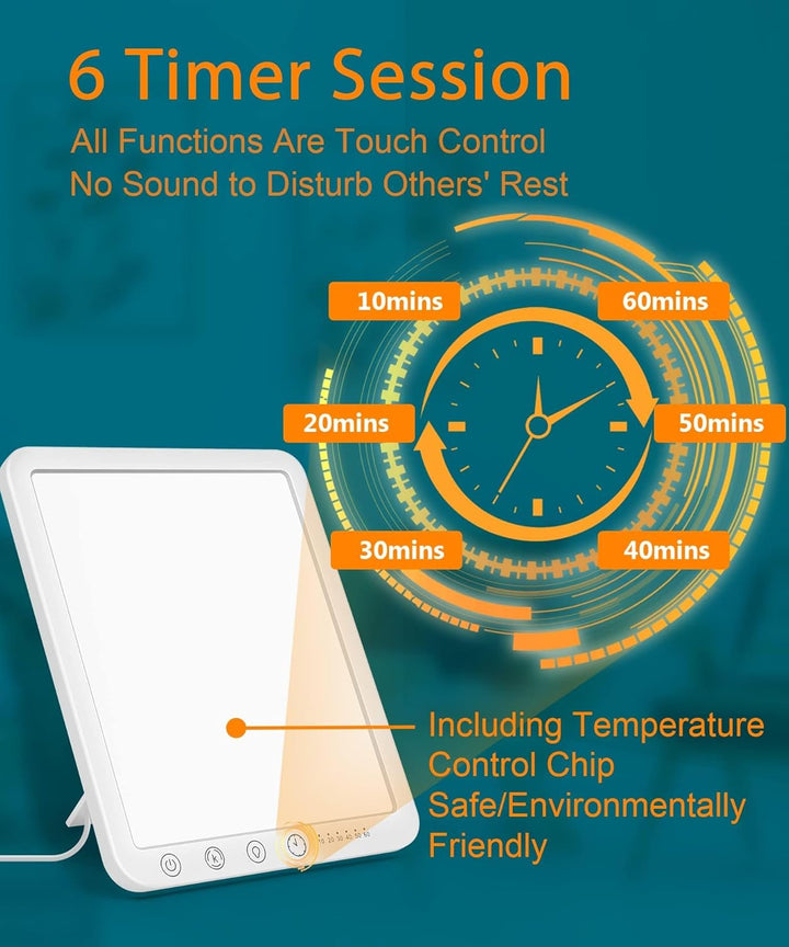 SAD Lamp - 15000 Lux Light Therapy with 3 Color Temperature, 6 Timer, Memory Function, Touch Control for Office/Desk/Home/Sleep