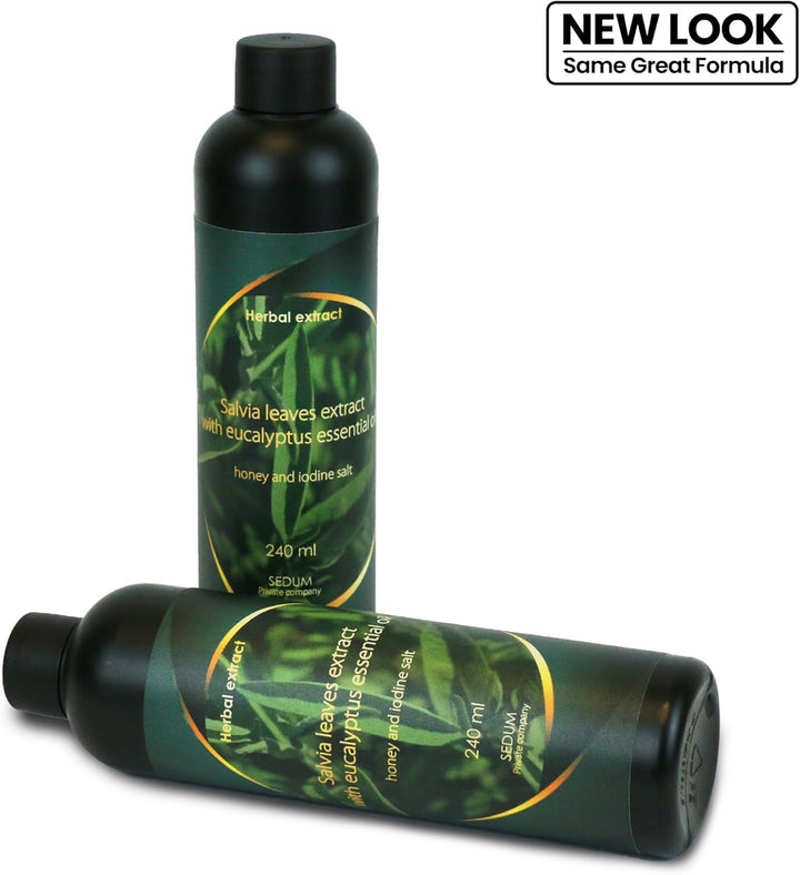 Natural Herbal Extract for Sauna, Massage, Broom Soaking - Sauna Infusion with Salvia Leaves Extract with Eucalyptus Essential Oil, Honey and Iodine Salt - 240Ml