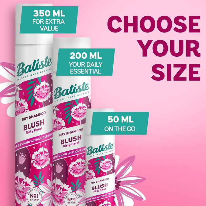 Dry Shampoo in Blush 200Ml, Floral & Flirty Fragrance, No Rinse Spray to Refresh Hair in between Washes (Packing May Vary)