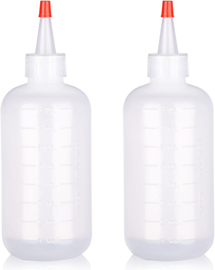 2 Pack Applicator Bottles with Tip Squeeze Plastic Graduated Bottles for Salon Hair Care (120Ml), Red
