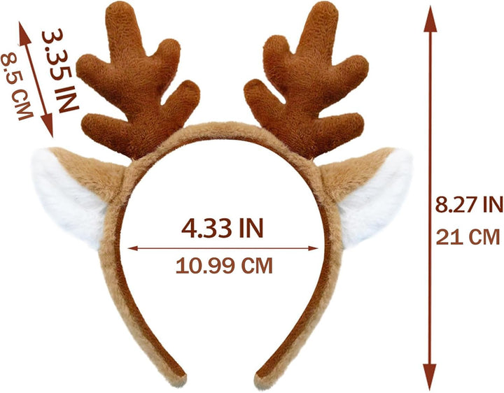 Animal Ears Headband - Reindeer Antlers for Christmas & Halloween, Dark Brown