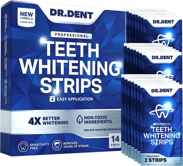 Professional Teeth Whitening Strips 21 Treatments - Safe for Enamel - Non Sensitive Teeth Whitening - Whitening without Any Harm - Pack of 42 Strips + Mouth Opener Included