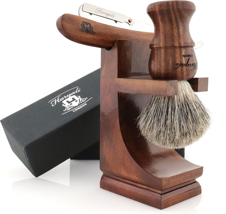 Razor Stand Sustainable Shaving Stand 2 in 1 Brush Razor Stand Holder Wooden Shaving Stand Eco-Friendly Stand Shaving Brush Stand Razor Holder - Zero Waste, 1 Count (Pack of 1)