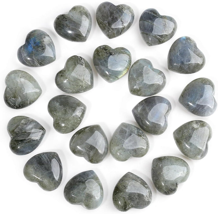 20PCS Heart Healing Crystals Gifts Gemstones Set Bulk Quartz Love Gem Stones Wholesale Polished Pocket Chakra Reiki Spiritual Wellbeing Stocking Filler Mini Small Gift for Women
