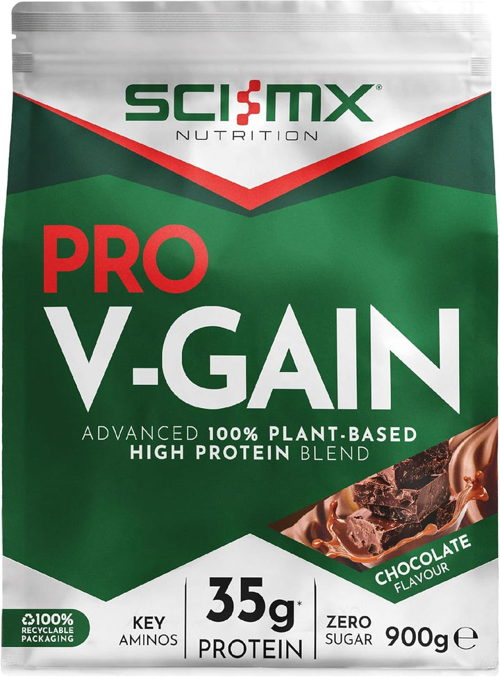 Pro-V Gain - 100% Vegan Chocolate Flavour Soy Protein Powder Isolate + B12 + Magnesium - Muscle Growth & Maintenance - Sugar Free, Non-Gmo - 2.2KG (49 Servings) 33G of Protein per Serving