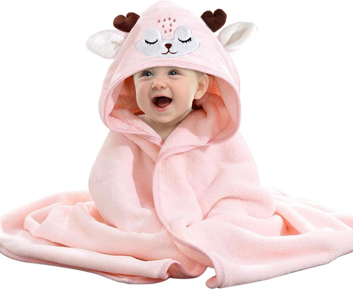 Hooded Baby Towel, Baby Bath Towels with Hood,Unique Animal Design Baby Towel with Hood Soft Absorbent Baby Bath Towels, for Newborn Baby Boy and Girl (White)