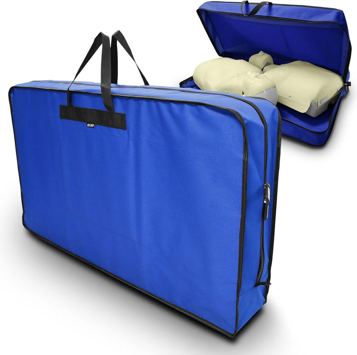 Empty First Aid CPR Training Manikin Mannequin Large Storage Bag | Ideal for Safely Storing/Carrying Two Adult Size Torso Manikins (Blue)