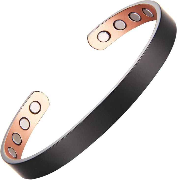 Copper Magnetic Bracelet for Men and Women 99.9% Pure Copper Bangle 6.8" Adjustable with 8 Magnets (Plain Design)