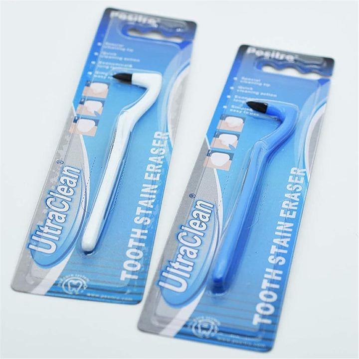 2PCS Tartar Remover Tooth Stain Eraser, Teeth Polishing/Cleaning Kit Removes Plaque & Impurities (White & Blue)