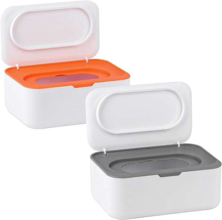 Pack of 2 Wet Wipes Dispenser Box, Plastic Wet Wipes Dispenser for Baby & Toilet Use, Moist Toilet Paper Storage Box, Napkin Holder for Home, Travel, Nursery