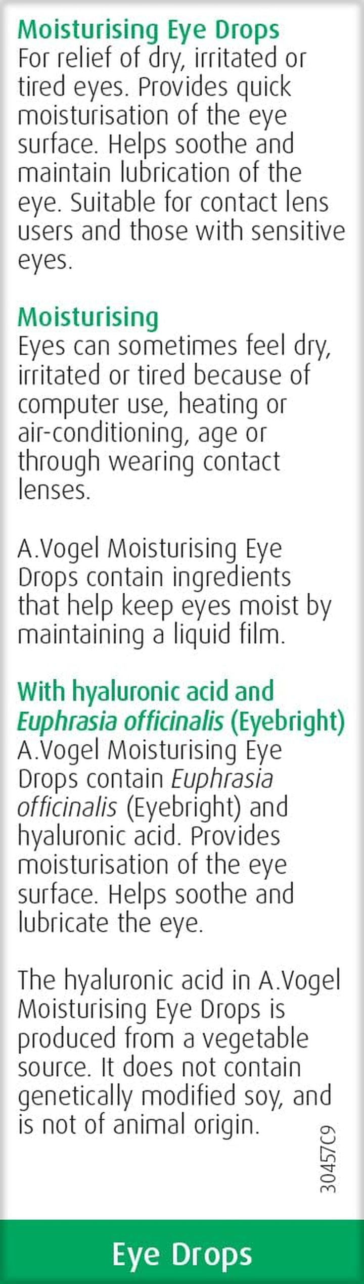 Moisturising Eye Drops 10Ml | for Very Dry and Irritated Eyes | Contact Lens Friendly | with Euphrasia & Hyaluronic Acid