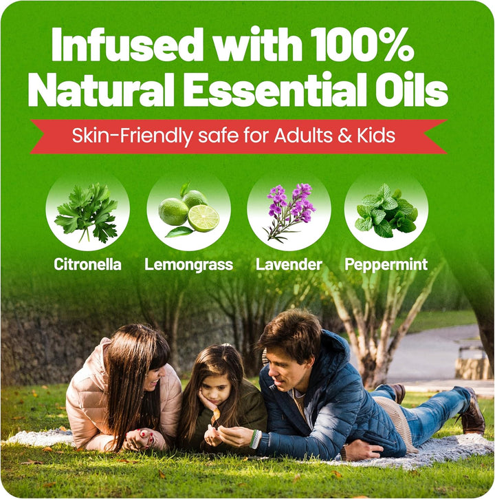 Mosquito Repellent Bracelet 15 Pack, Insect Repellent Bracelet - 300 Hours Insect Repellent Protection, Deet-Free, Mosquito Bands, Adjustable Bands for Adults & Kids