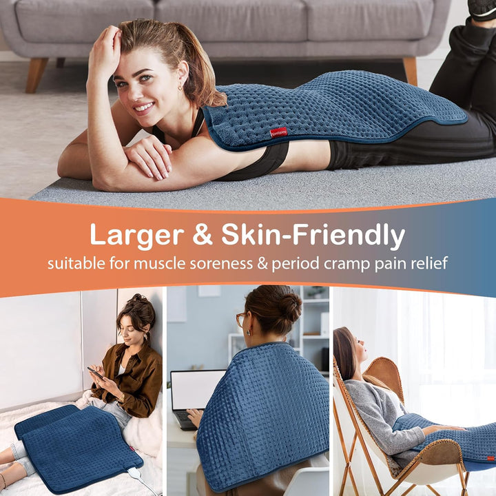 43X84Cm XXL Heat Pad for Back Pain Relief, Extra Large Electric Heating Pad with Heat Levels, Auto-Off Timers, Effective Heat Therapy for Neck, Shoulder, Full Back, Foot, Period Cramp Relief