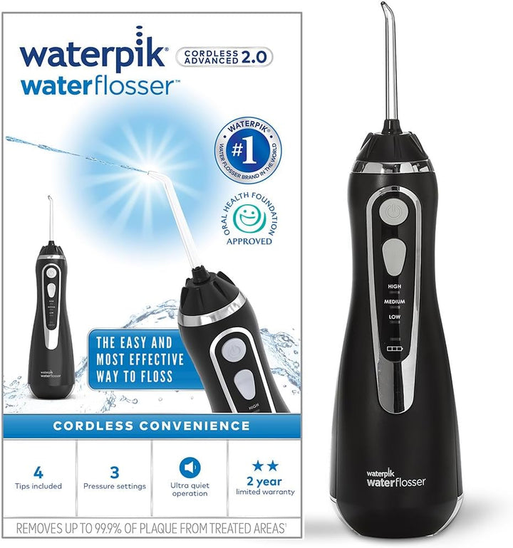 Cordless Advanced Water Flosser, 3 Pressure Settings, Dental Plaque Removal Tool, Ideal for Travel or Small Bathrooms, USB Charger, White, WP-580UK