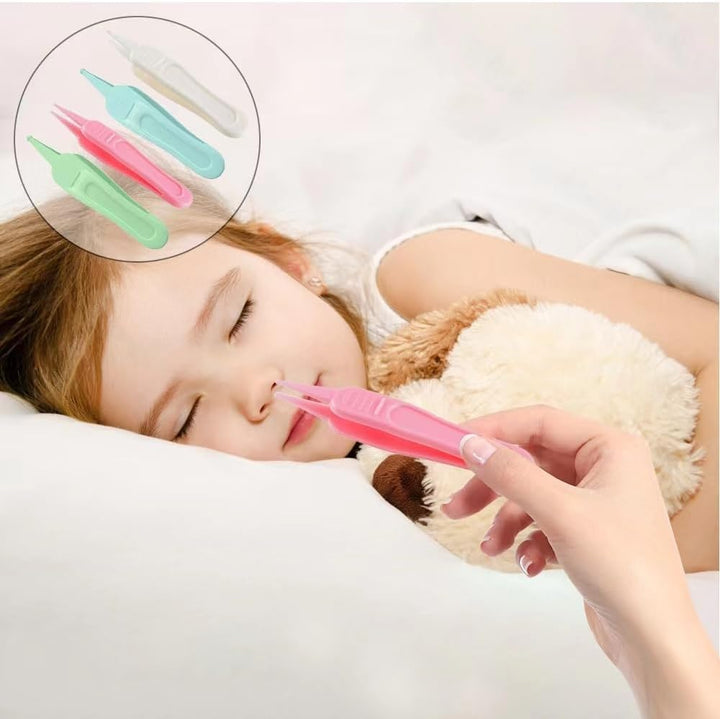Baby Ear & Nose Cleaning Clip, 4 Pcs Plastic Round-Head Nasal Tweezers
