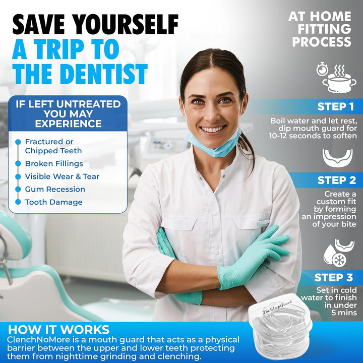 Mouth Guard for Clenching Teeth at Night [Pack of 4, Large Size - Men] – Custom Night Guards for Teeth Grinding – Nighttime Protection during Sleep for Adults