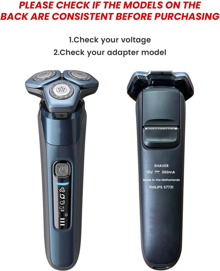 15V for Philips Shaver Charger HQ8505 Cable, UK for Series 3000, 5000, 7000, 9000 Beard Trimmer BT5502, BT9810, S5465, S3233, S3333, S1332, MG7790, MG7750 Electric Razor Aquatouch Power Lead