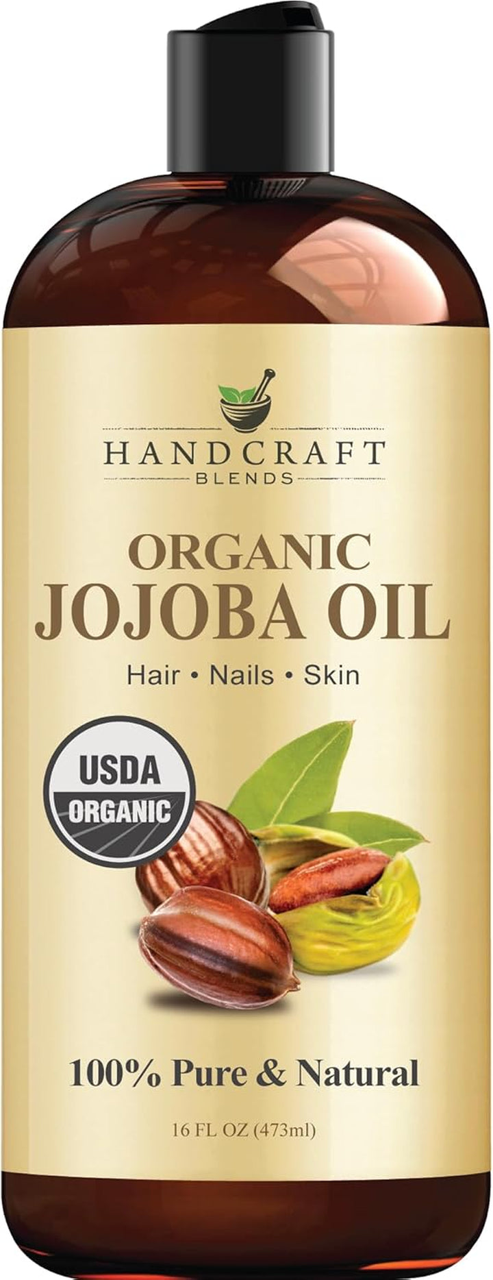 USDA Organic Jojoba Oil - Cold-Pressed 236 Ml - 100% Pure and Natural - Premium Grade Carrier Oil for Skin and Hair - Hair and Body - Massage - Hexane-Free