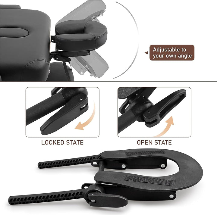 Massage Table Face Cradle Cushion, Adjustable Massage Table Cradle U-Shaped Standard Universal Headrest Cradle with Face Cushion Pillow for Massage Bed Beauty Spa Equipment, Black