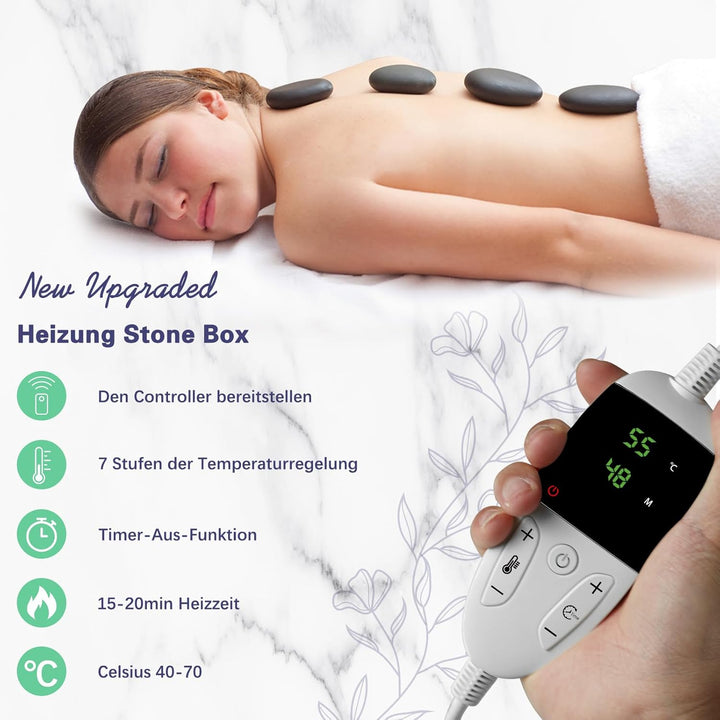 Professional Basalt Hot Stone Massage Set - 10 Piece Portable Electric Warmer for Relaxation & Spa Treatment