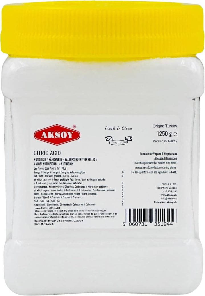 Citric Acid Food Grade 2KG Jar || Non-Gmo, Anhydrous, Make Your Own Bathbomb, No Additives, Sour Drinks, Household Cleaning with Citric Acid Powder