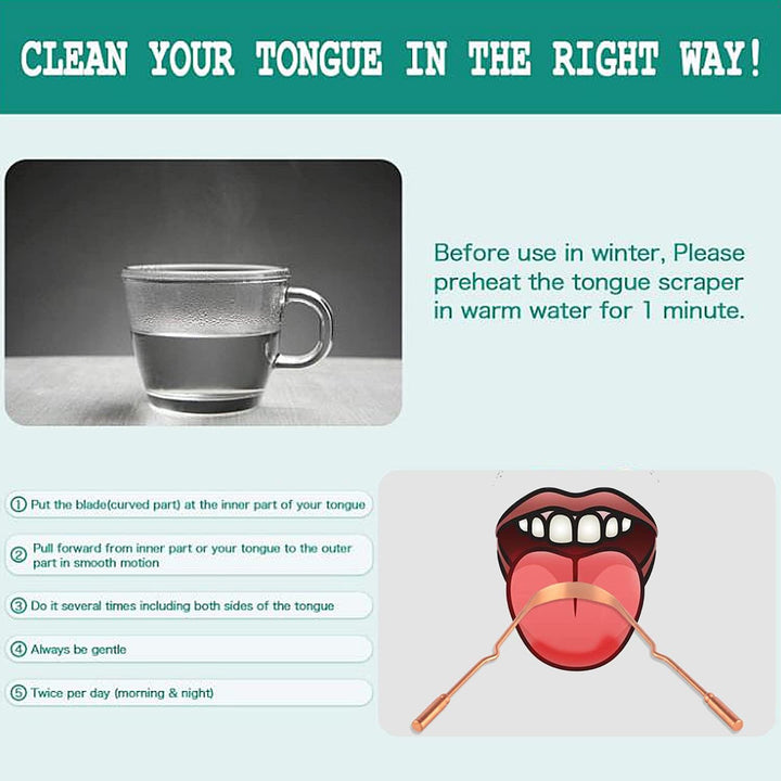 Copper Tongue Scraper for Adults (2 Pack), 100% Pure Copper, Naturally Anti-Microbial, Banishes Bad Breath and Maintains Oral Hygiene, Tongue Cleaner with Travel Case, Easy to Use and Clean