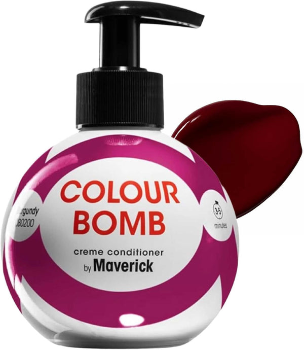 Colour Bomb Burgundy Hair Colour Depositing Conditioner 250Ml – Vibrant Gloss & Shine, Softening & Nourishing Colour Refresh Treatment, No Mix, Vegan, Ammonia & Peroxide Free