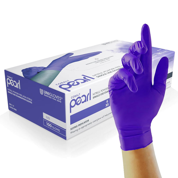 White Pearl Nitrile Examination Gloves - Multipurpose, Powder Free and Latex Free Disposable Gloves - Box of 100 Gloves, White, Medium (GP0023)