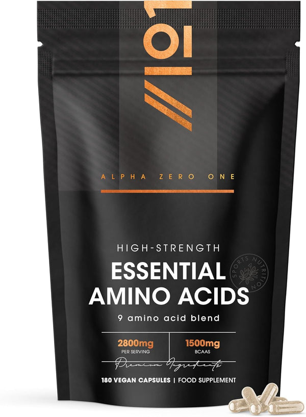 Essential Amino Acids 2800Mg with Bioperine® – 180 Vegan Capsules – All 9 EAA Amino Acids with All 3 Bcaa'S plus 6 More Eaas to Build and Repair Muscle - by