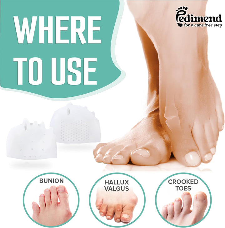 2 Pairs Gel Toe Separators Metatarsal Pads, Gel Toe Straightener for Overlapping Toes, Bunion Corrector, Hallux Valgus Forefoot Pain Relief (5-Hole Toe Separator Metatarsal Pads)