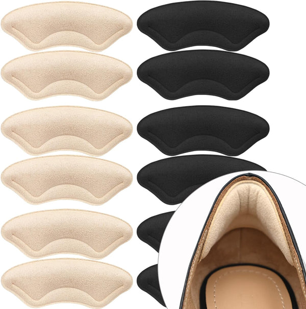 6 Pairs Heel Cushion Pads for Shoes Too Big, Shoe Grips Liners Heel Protectors for Loose Shoes, Heel Pain, Blisters and Rubbing, anti Slip Shoe Filler Make Shoes Fit Tighter