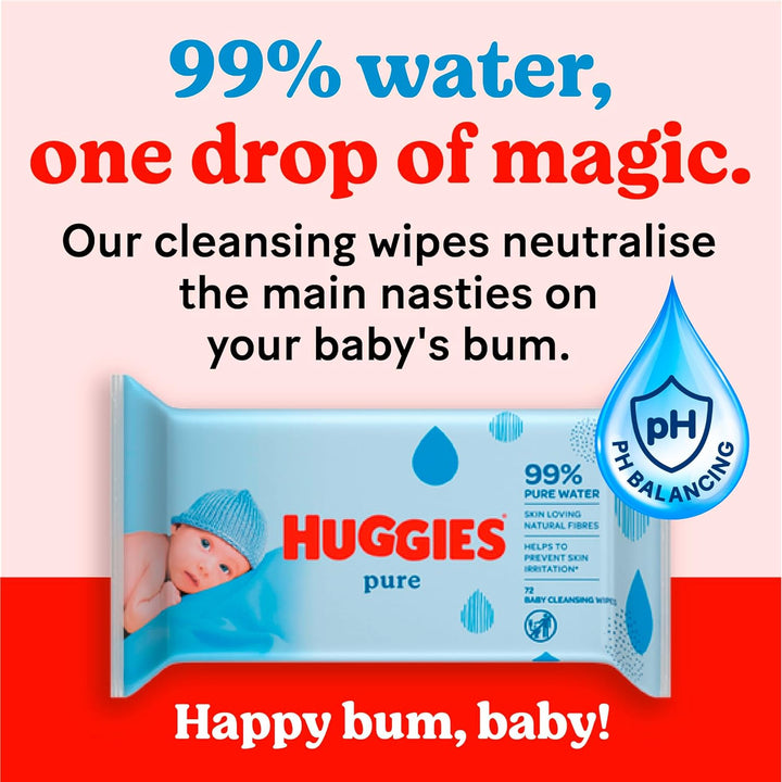 Pure, Baby Wipes, 18 Packs (1008 Wipes Total) - 99 Percent Pure Water Wipes - Fragrance Free for Gentle Cleaning and Protection - Natural Wet Wipes(Packaging May Vary)