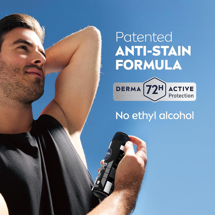 Black & White Original Anti-Perspirant (150 Ml), 72Hr Anti-Sweat Deodorant for Men, No Stains on Black and White Clothes
