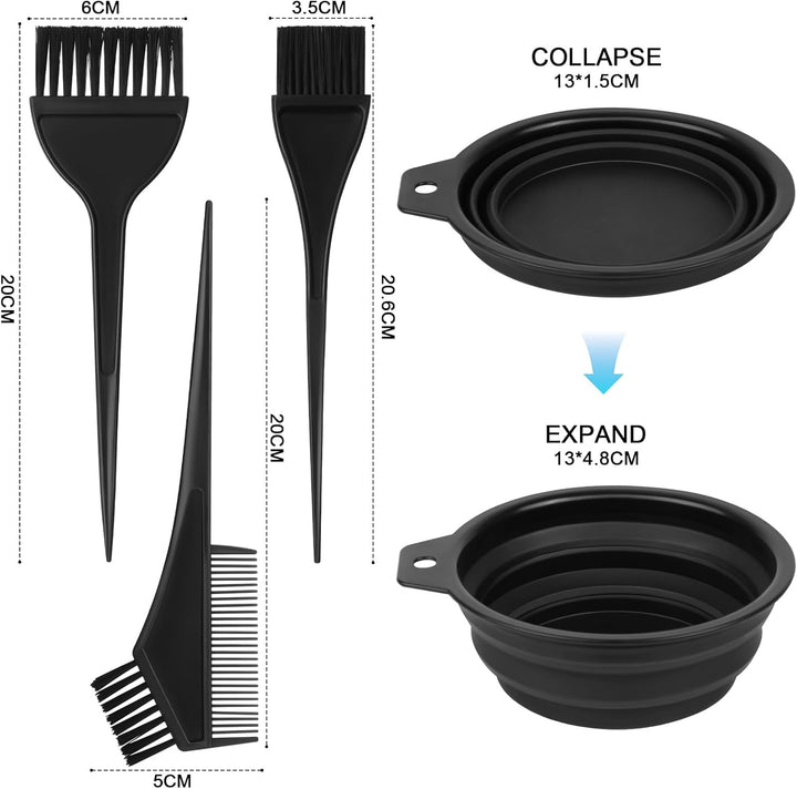 4 Pcs Hair Coloring Brushes, Hair Dye Kit, Double Sided Hair Dying Brushes Tint Comb Set, DIY Salon Hair Dye Brush and Bowl Set with Hair Dying Mixing Bowl