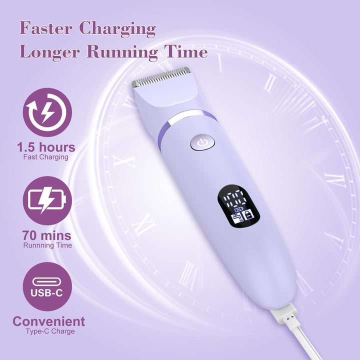 3-In-1 Electric Razor IPX7 Waterproof Bikini Trimmer Wet & Dry Use Painless Personal Trimmer Groomer for Ladies Face Body Legs Bikini Public Hairs Electric Lady Shaver with Replaceable Heads