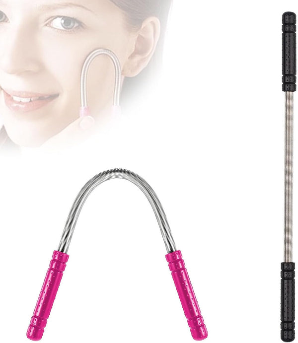 2 Pieces Facial Hair Remover Spring Multifunctional Threading Beauty Tool for Quick Hair Removal Effective Epilator Threading Tool for Women or Men (Black, Rose Red)
