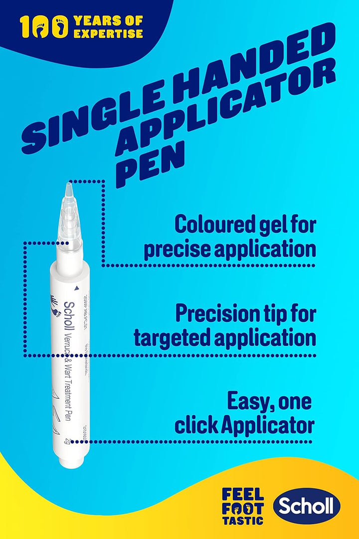 Dr. Scholl’S Verruca Treatment and Wart Remover Pen - Visible Results in 1 Week, Precision Tip for Removal of Warts & Verrucas on Hands & Feet, Suitable for Kids 4+, Easy Use 1-Click Applicator