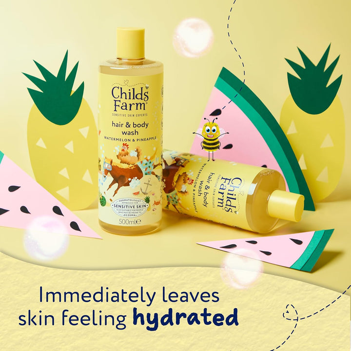 Kids Hair & Body Wash, Watermelon & Pineapple | Tear-Free, Gently Cleanses | Suitable for Dry, Sensitive Skin, 500Ml