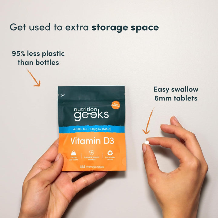 Vitamin D3 4000 Iu & Vitamin K2 MK7 100Μg - 1 Year Supply, 365 Easy-Swallow Vitamin D3 K2 Tablets, 1-A-Day High Strength Vegetarian D3 and K2 Vitamin Supplements, UK Made Vitamin D Tablets