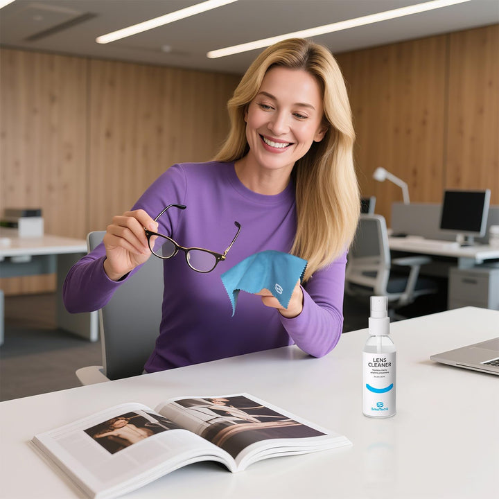 Lens Cleaner Spray Kit – Plant-Based, Alcohol-Free Cleaning Solution for Glasses, Camera Lenses & Screens | Includes 2 X 2Oz Spray Bottles, 2 Streak-Free Microfiber Cloths & 1 Travel Pouch